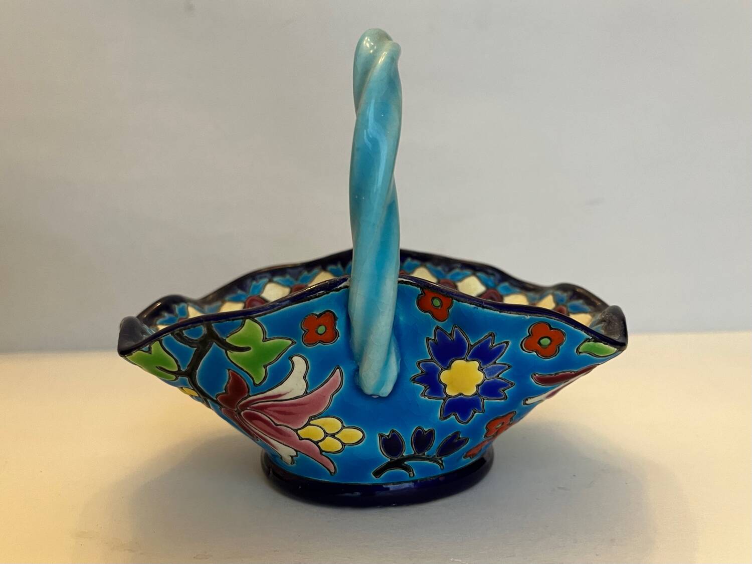 Small Longwy enamel basket