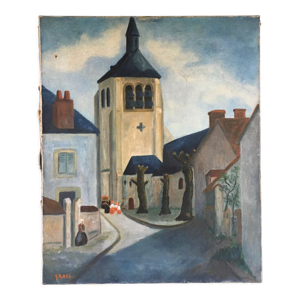 Tableau village et procession