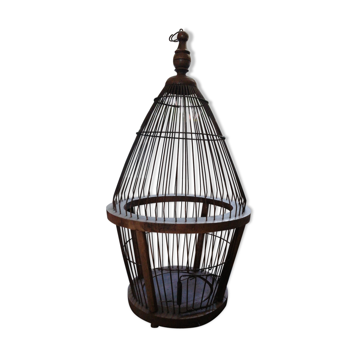 Cage à oiseaux en noyer