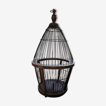 Cage à oiseaux en noyer