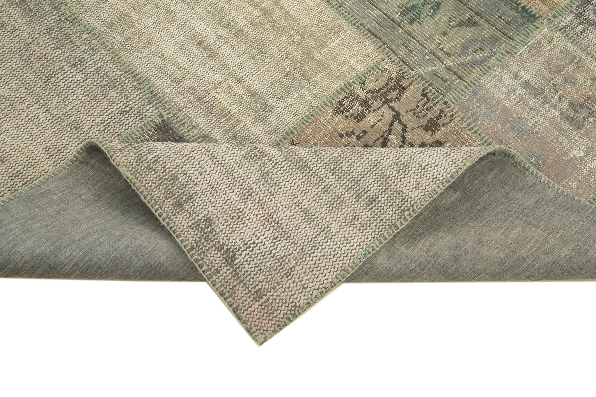 Handmade anatolian overdyed 175 cm x 242 cm grey patchwork carpet