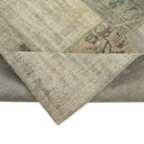 Handmade anatolian overdyed 175 cm x 242 cm grey patchwork carpet
