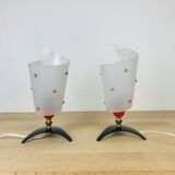 Pair of 50s bedside lamps plastic brass