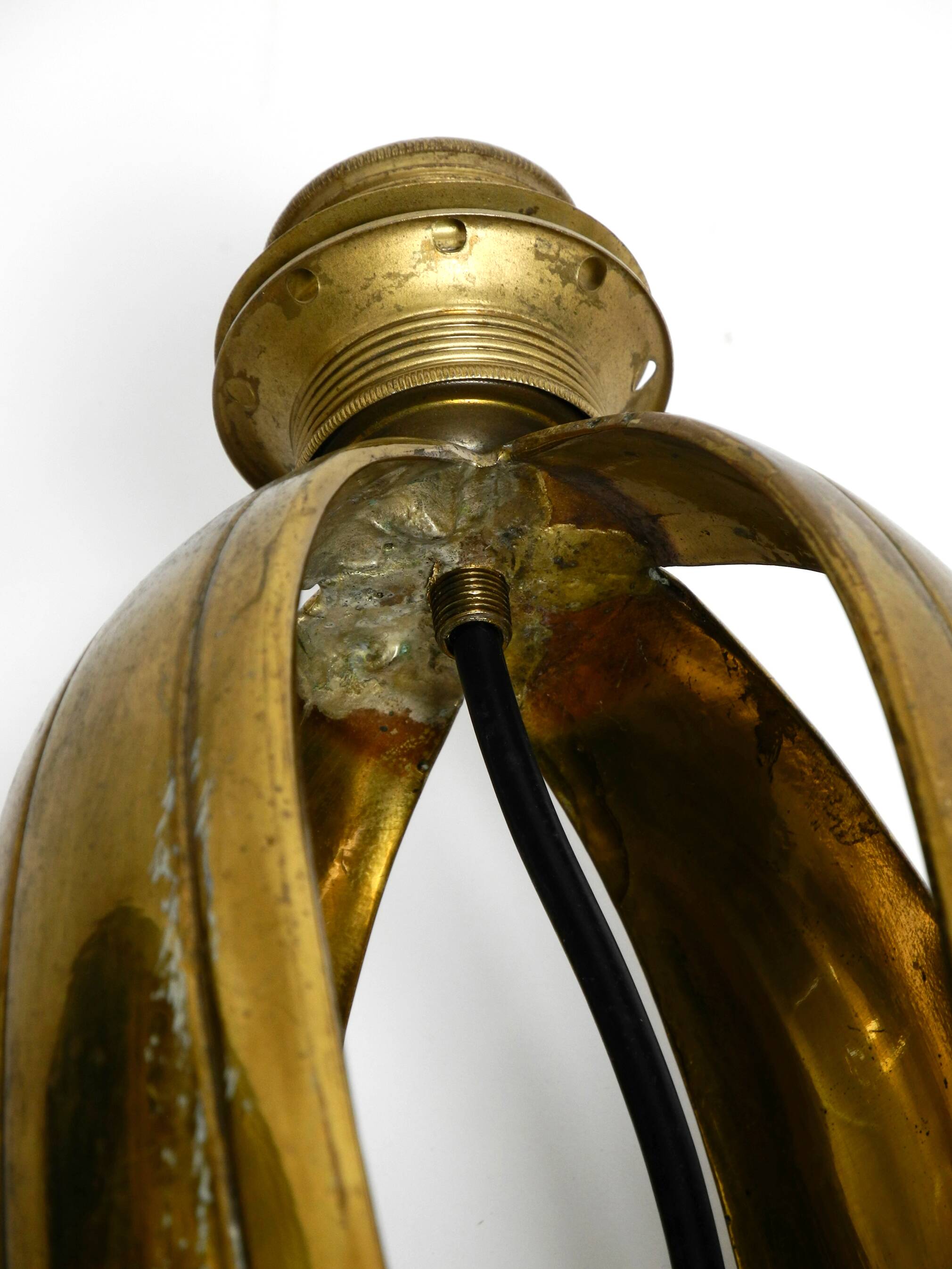 Pair of large extraordinary heavy Mid Century brass table lamps