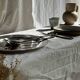 Round silver-plated tray with a wide gold border D30 H2