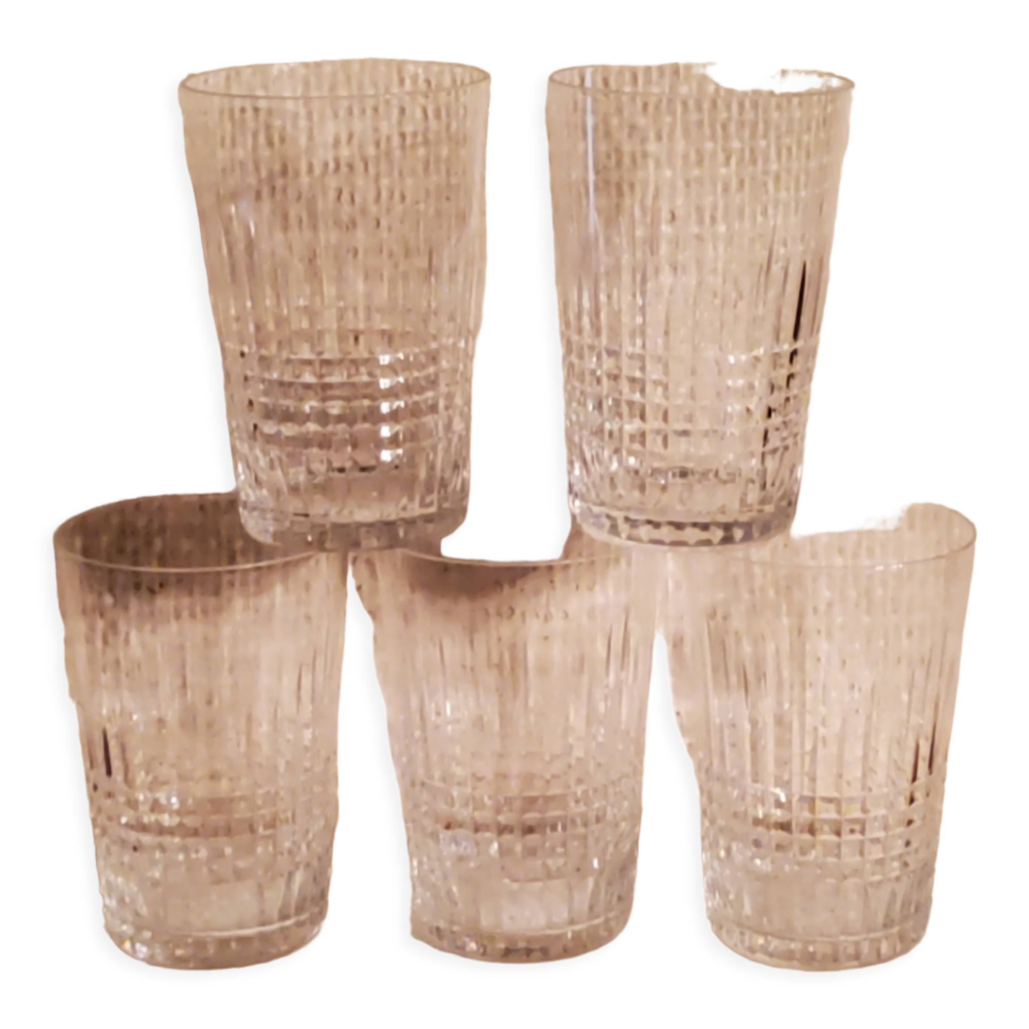 Set of 5 crystal glasses of Baccarat model Nancy