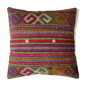 Vintage turkish kilim cushion cover , 60 x 60 cm