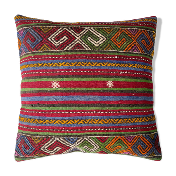 Vintage turkish kilim cushion cover , 60 x 60 cm
