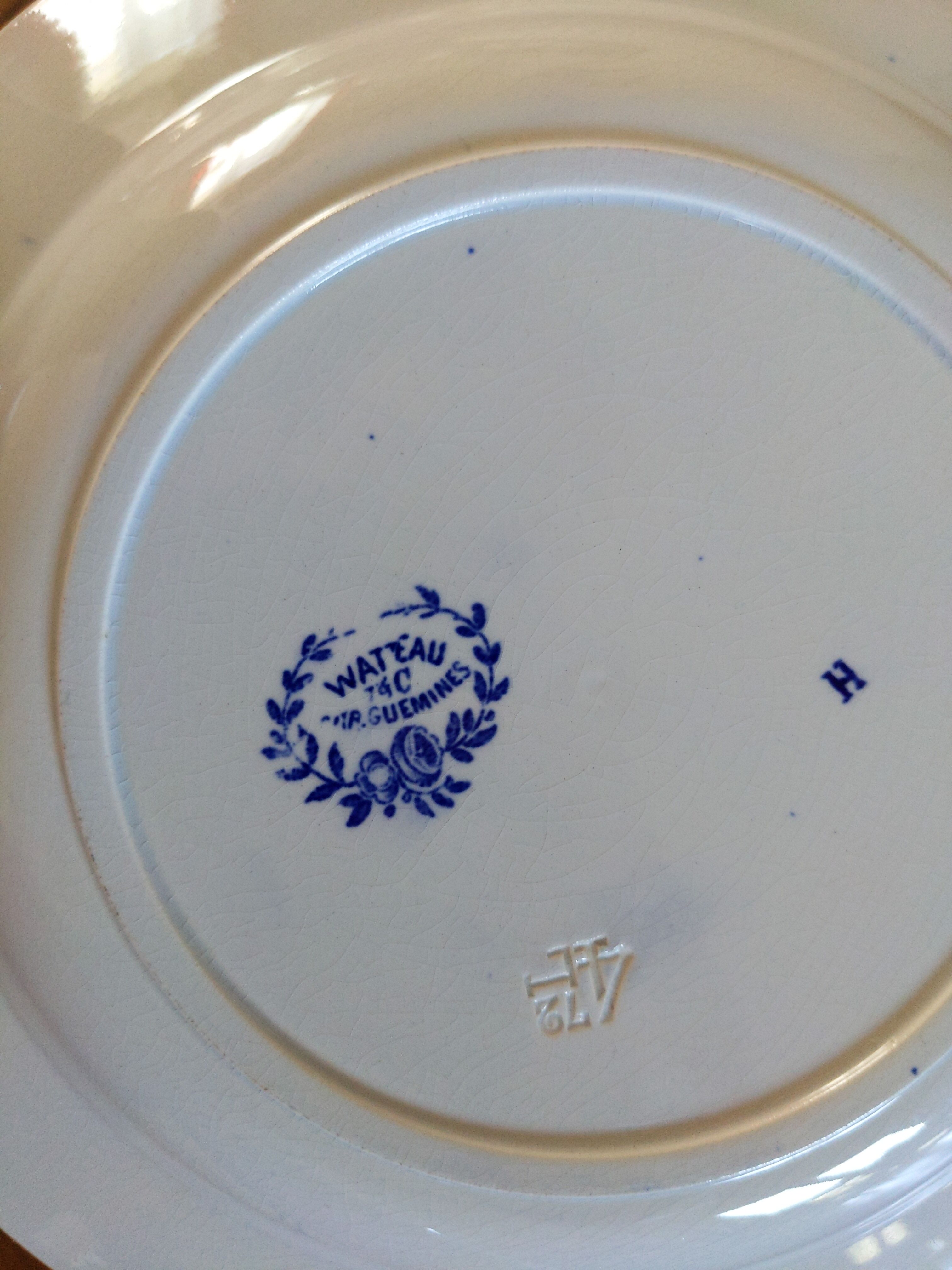 Plates old iron earth Sarreguemines Watteau