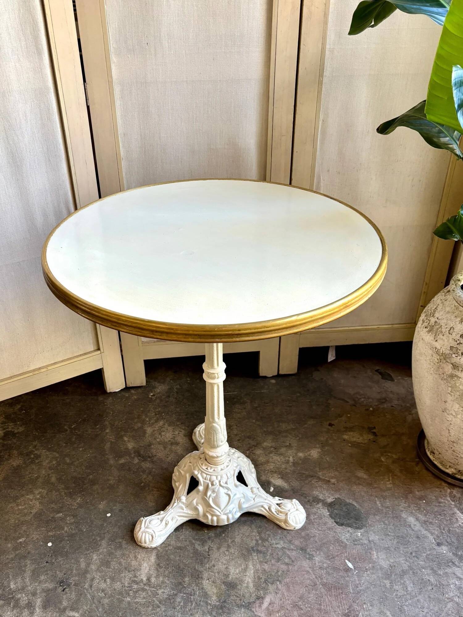 Cast iron and beige melamine bistro table ⌀ 60 cm