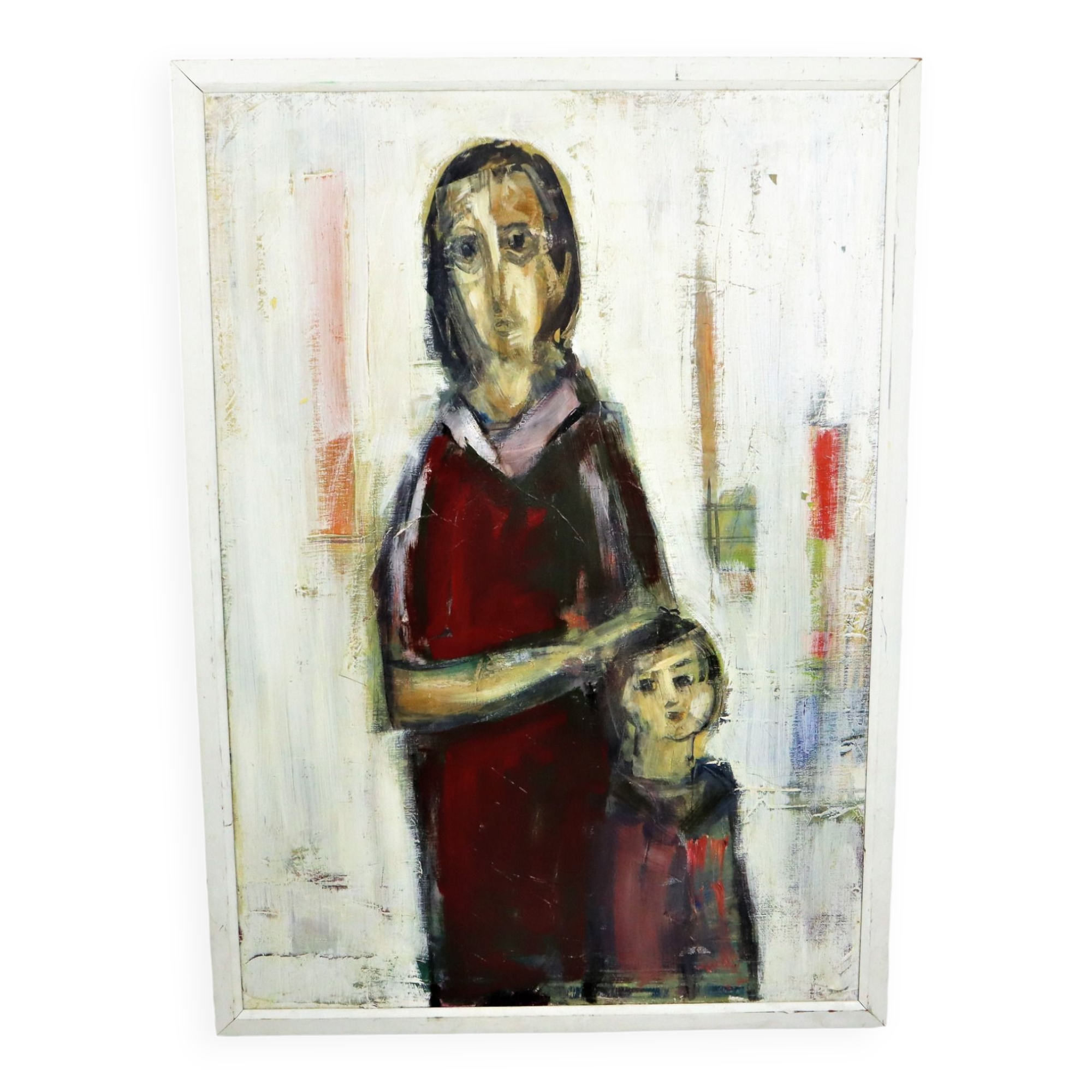 Vintage Oil Painting Artwork Abstract Mother and Child 106cm