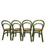 Green rattan wood chairs 1970s