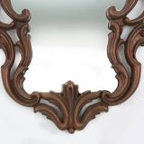 Baroque mirror with hand carved oak ornated frame, France 1950s