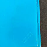 Blue plastic barber mirror made in France vintage