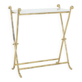 Jansen. Console in gilded brass and white marble. 1970s.LS4683607U