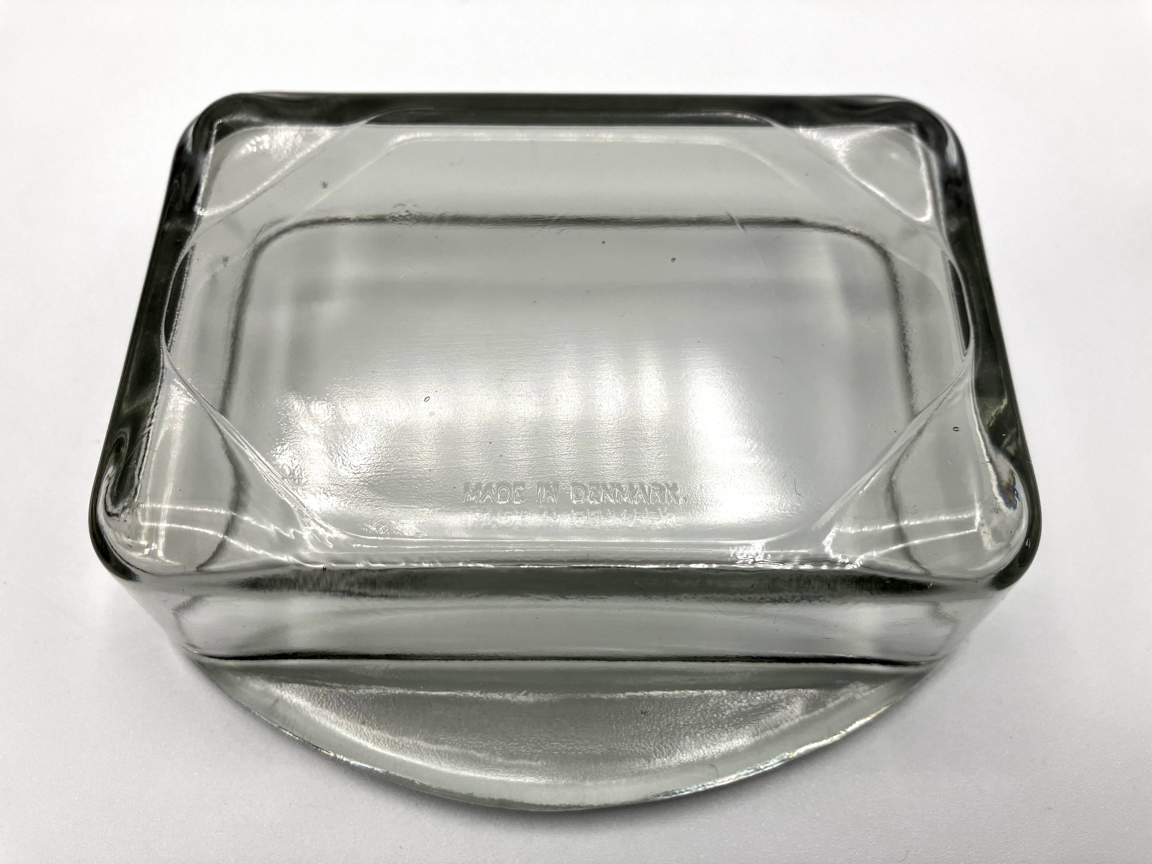 Teak tray and its 4 stackable glass dishes • Denmark • 1960