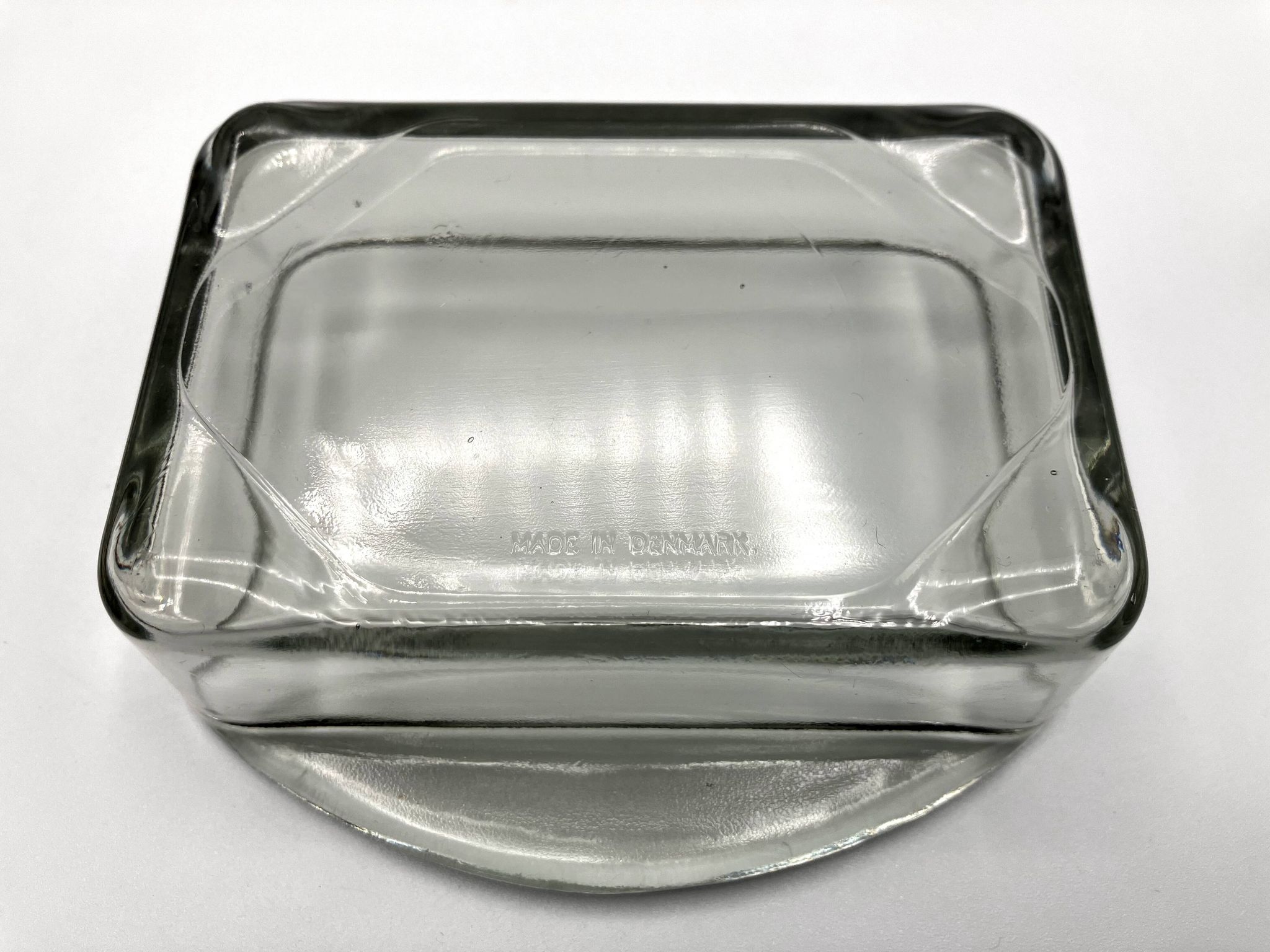 Teak tray and its 4 stackable glass dishes • Denmark • 1960