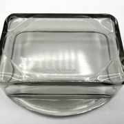 Teak tray and its 4 stackable glass dishes • Denmark • 1960