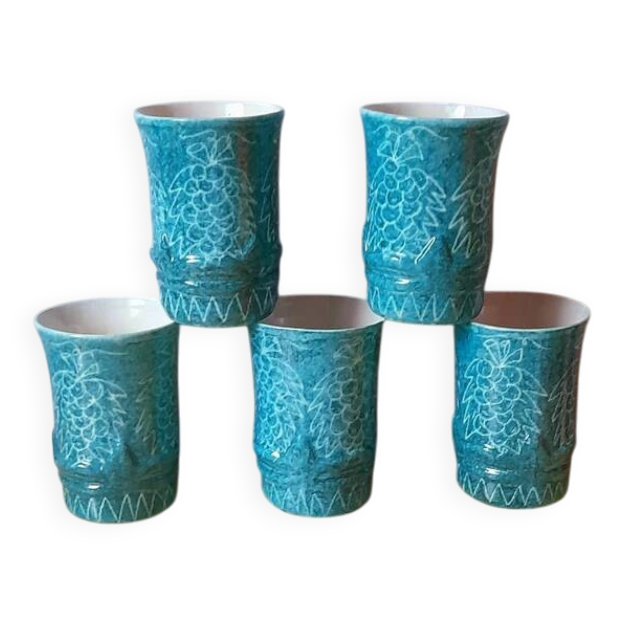 Ceramic glasses for orangeade J. Sagan, Vallauris