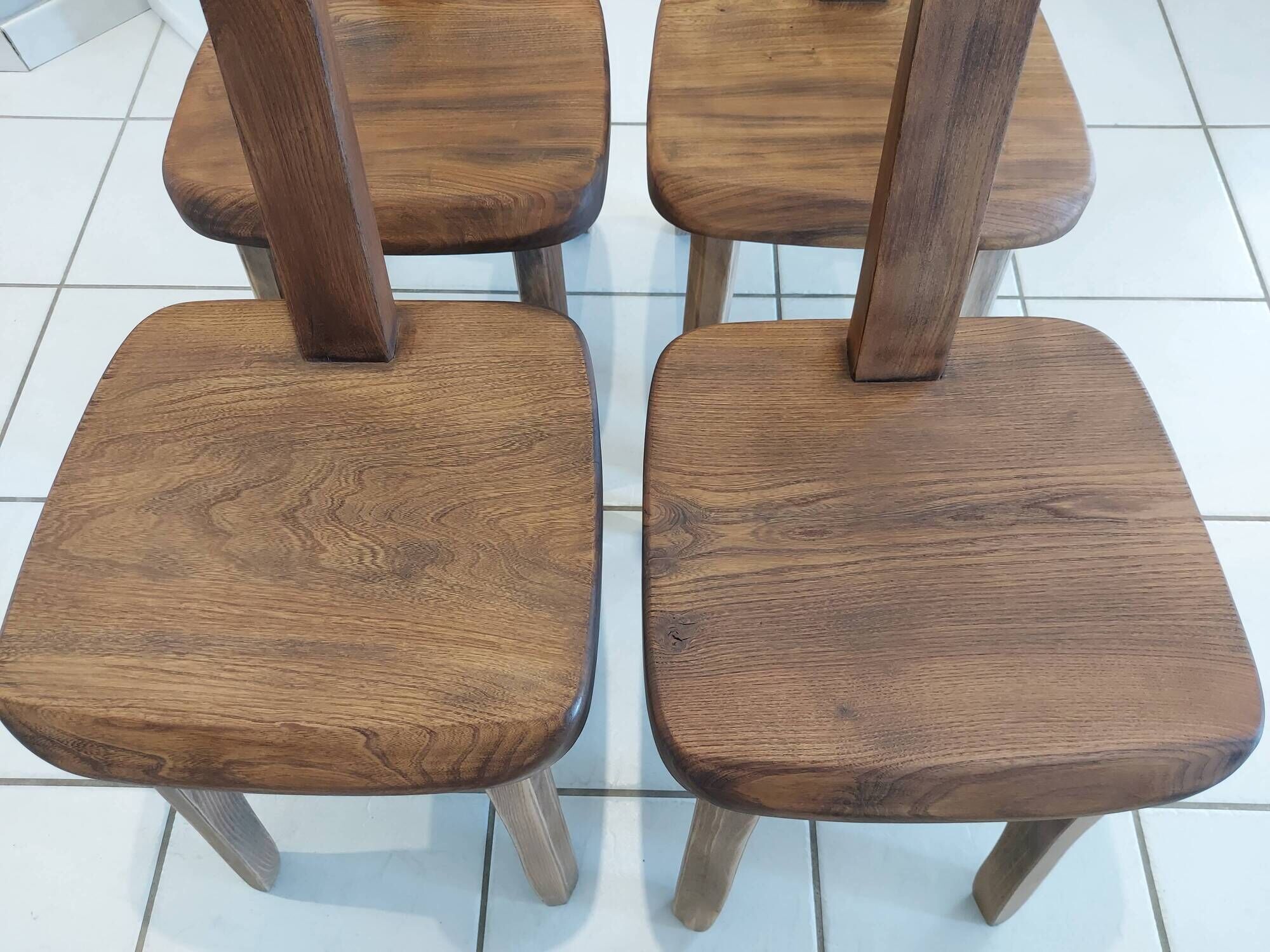 Suite of 4 rustic chairs from the 70/80's