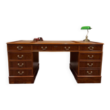 Classic English Desk with Brown Leather
