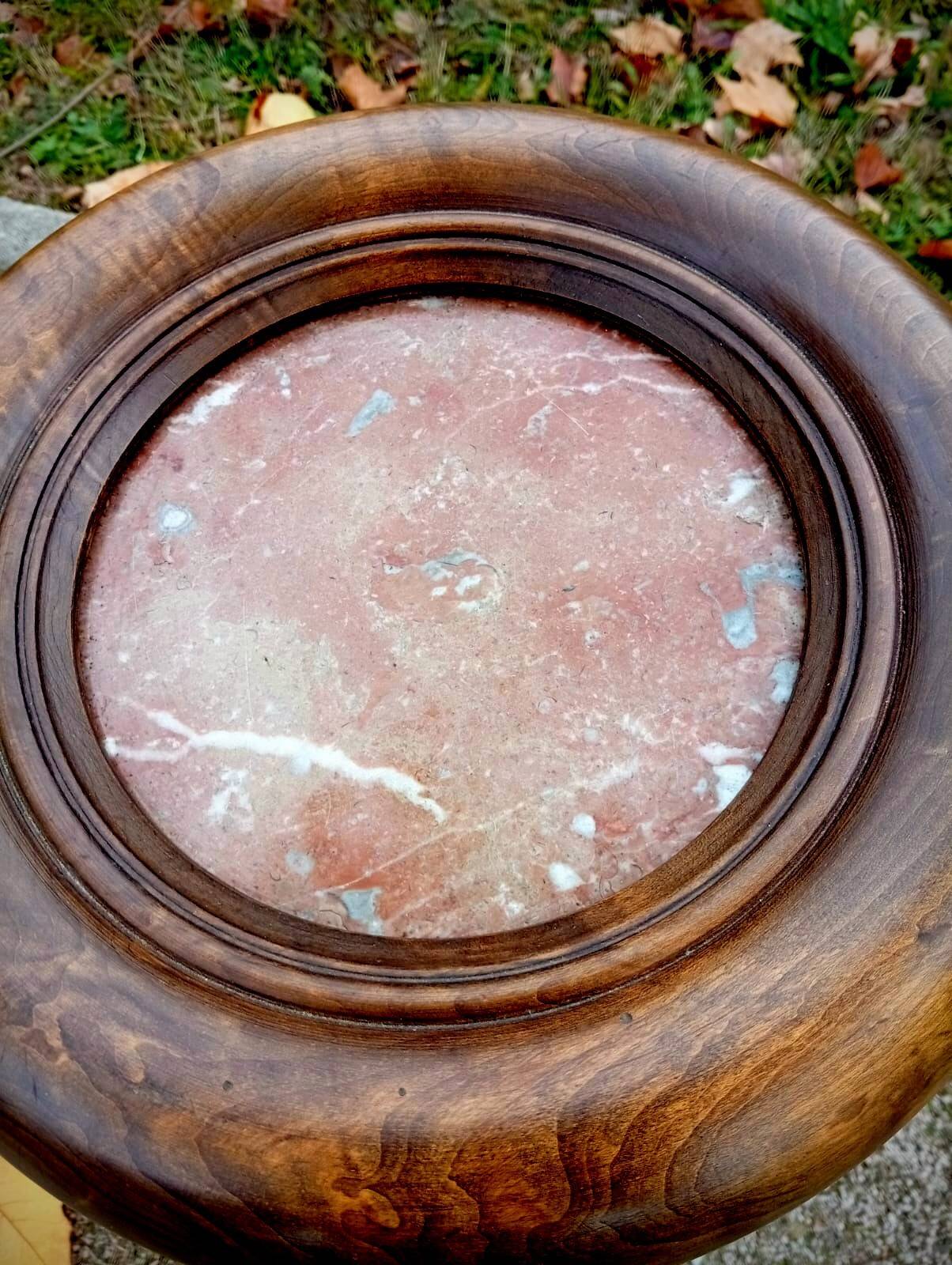Wood and marble stool