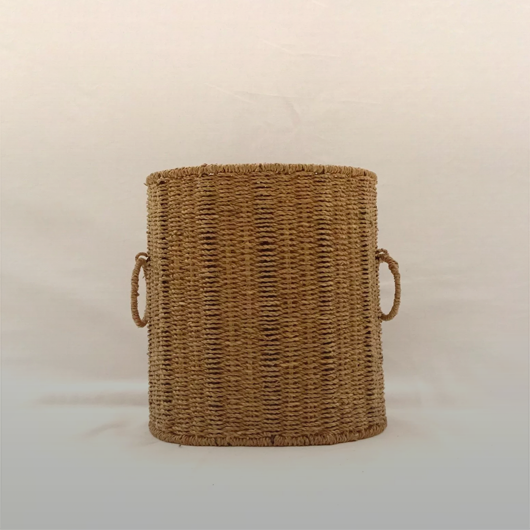 Wood & rattan wastepaper baskets