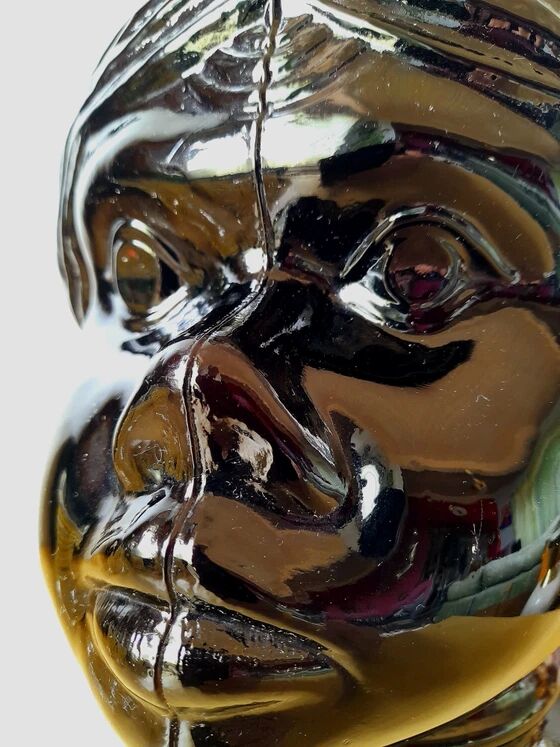 Vase, cache-pot tête de Maure en verre 1970