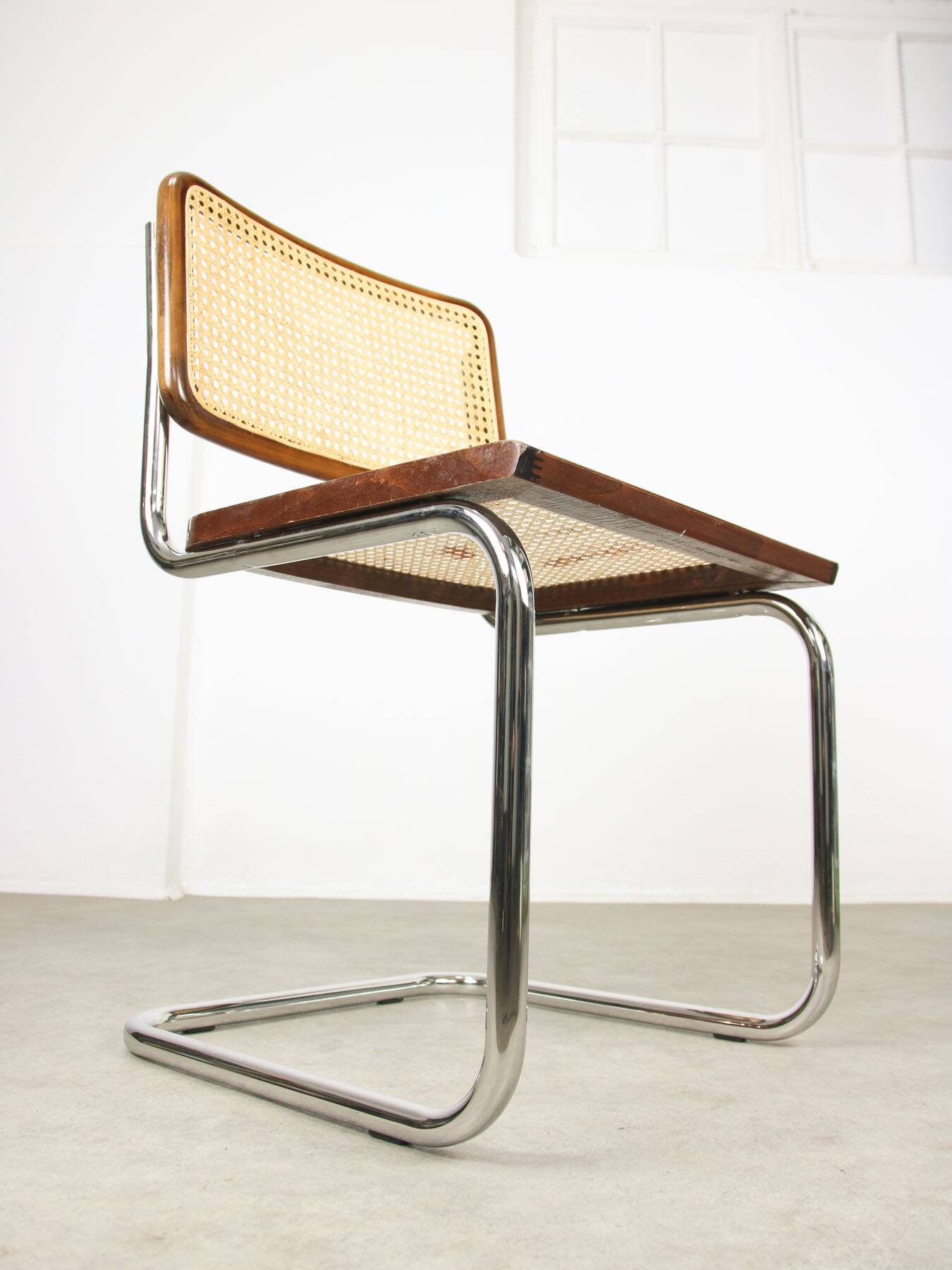 Pair of vintage Cesca B32 brown chairs by Marcel Breuer