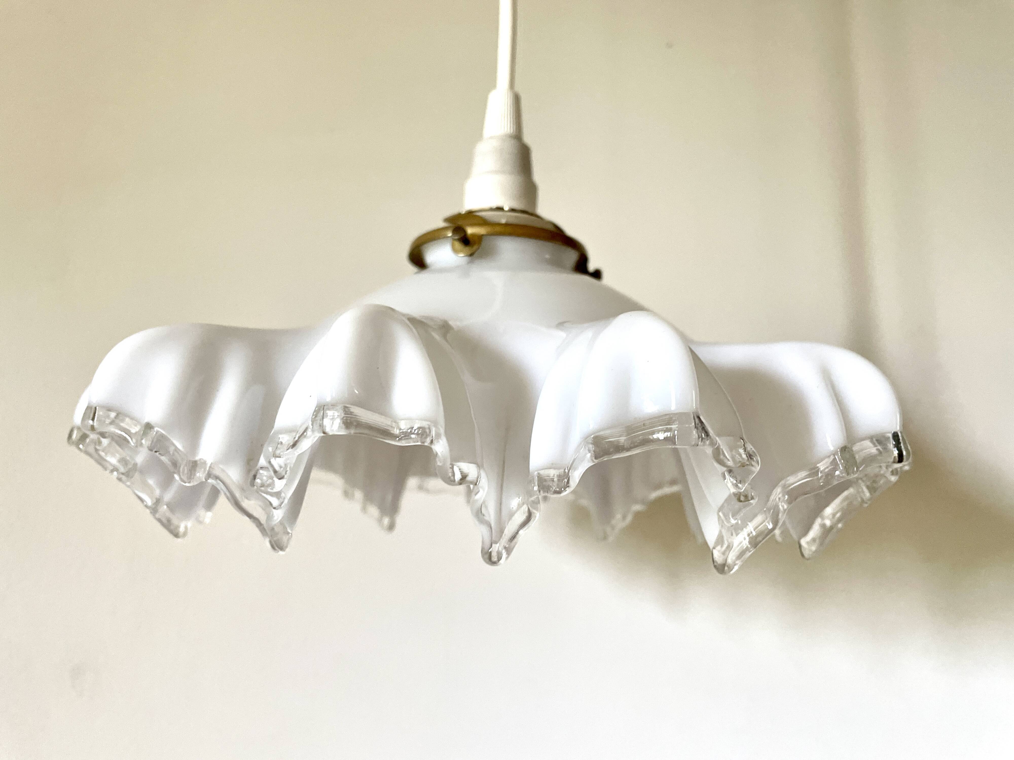 White glass draped suspension