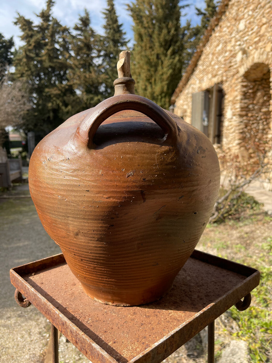 Ancient terracotta pottery jar