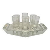 Art Deco vodka shot glasses from Hortensja Glassworks, Poland, 1950s, set of 7