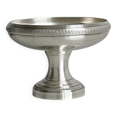 Coupe sur pied vintage en métal argenté