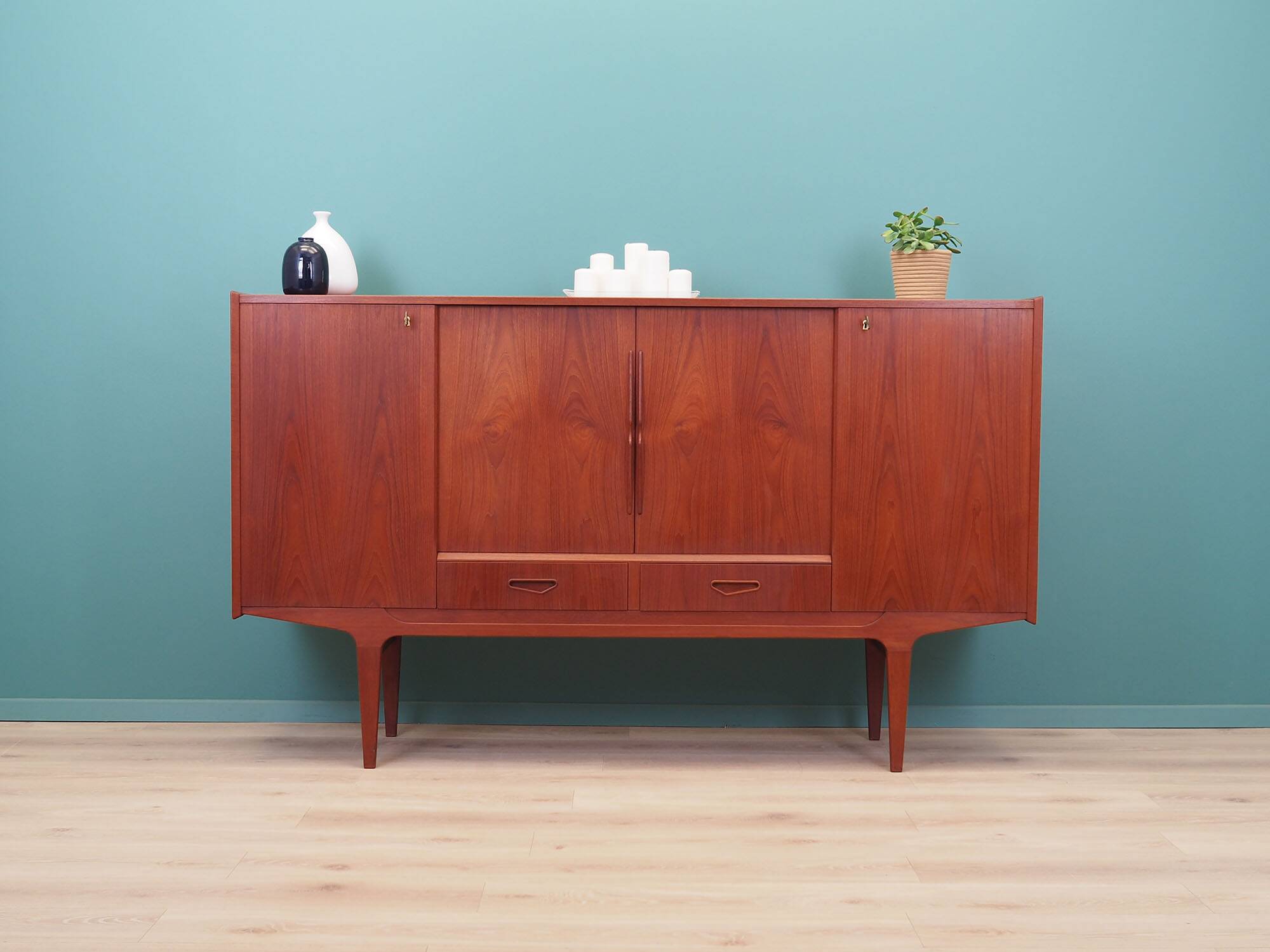 Teak highboard, Danish design, 1960s, production: Denmark