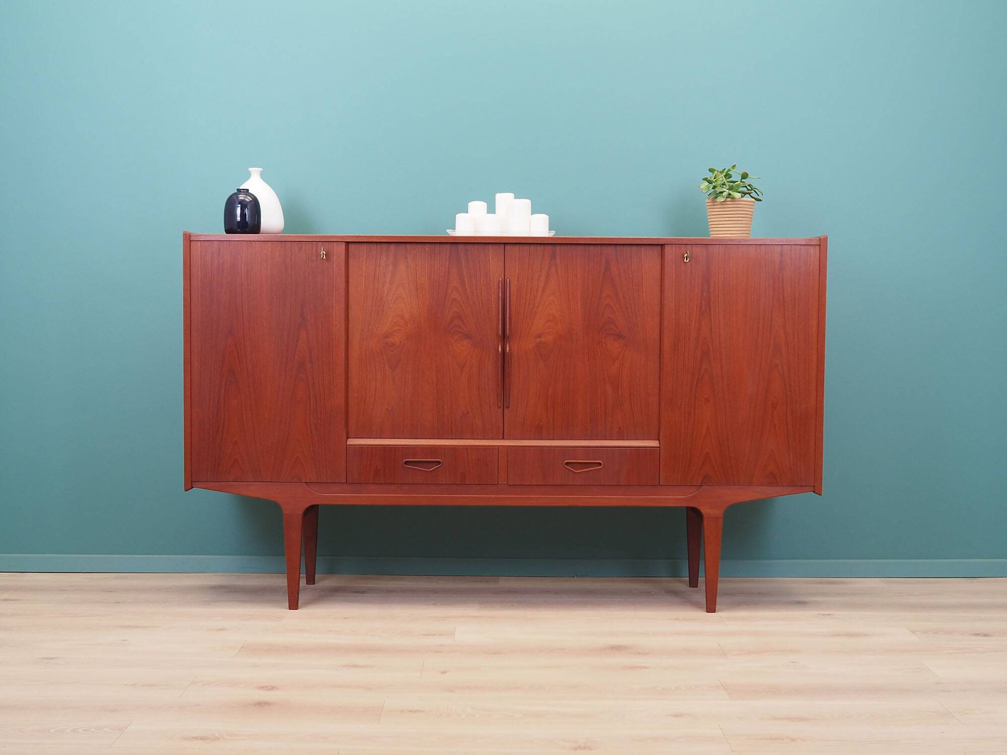 Teak highboard, Danish design, 1960s, production: Denmark