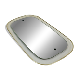 beautiful 1950's mid century modern WALL MIRROR wire mesh frame and brass