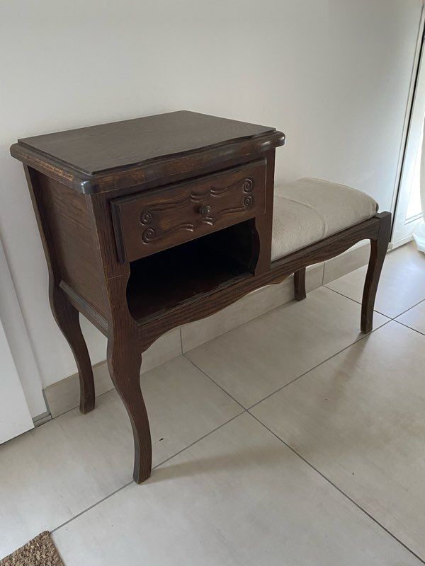 Telephone table / antique oak nesting bench