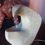 Sculpted stone lamp from the 1970s, signed.