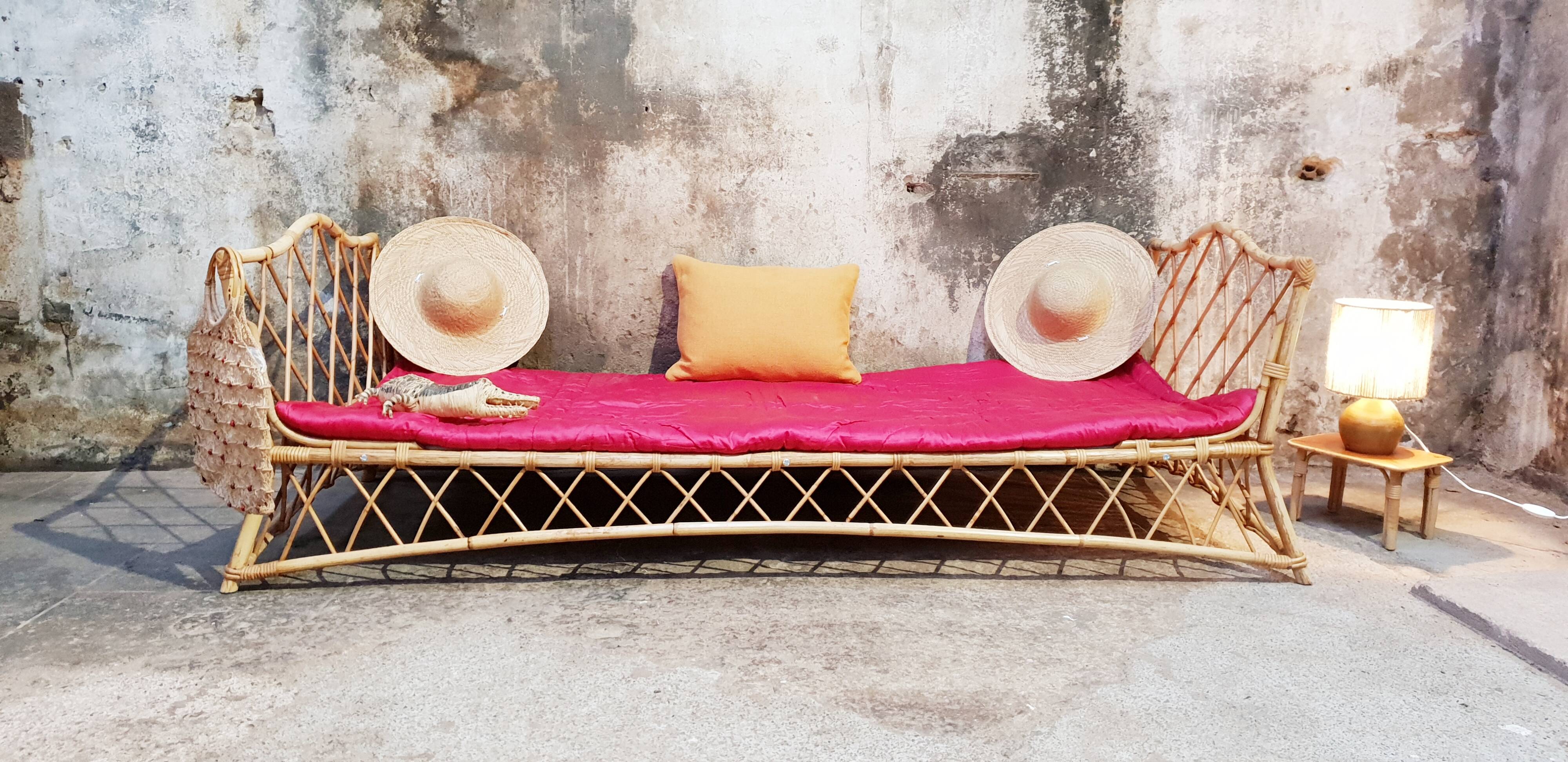 Vintage rattan bed