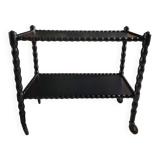 Vintage black rolling serving cart