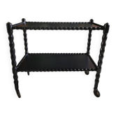 Vintage black rolling serving cart