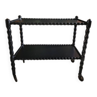 Vintage black rolling serving cart