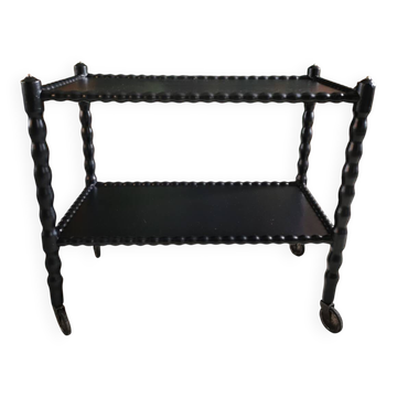 Vintage black rolling dessert trolley