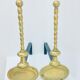 Pair of andirons in brass for fireplace