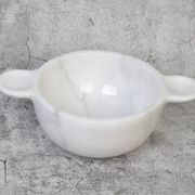 Gabriella – White Natural Marble Bowl with handles  | L 32cm W 20cm H 10cm