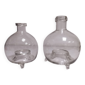 Lot of 2 old "flycatcher", blown glass wasp trap