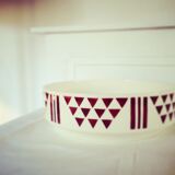 Graphic red and white earthenware bowl