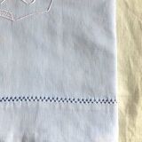 Drap Ancien En Lin Et Coton Bleu Azur