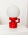 Red ceramic table lamp from Italy (1970s) with white opal glass shade - mid-century design