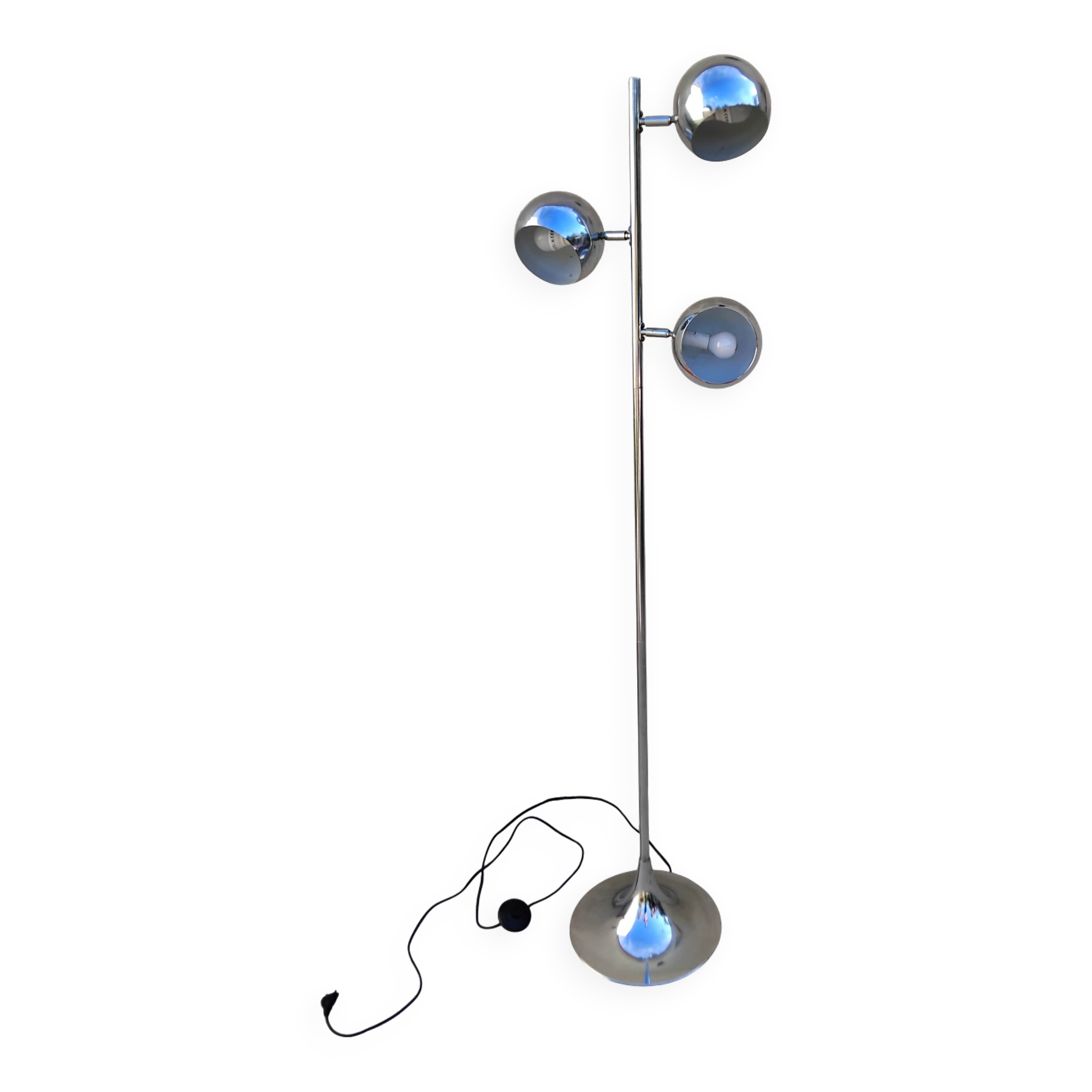 Vintage tulip-shaped space eyeball chrome floor lamp